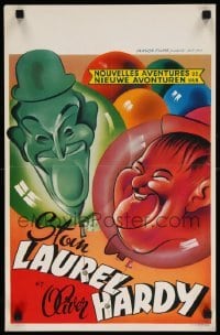 3m092 LAUREL & HARDY Belgian '50s cool art of Stan & Oliver!