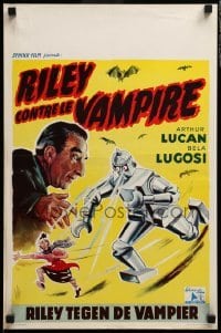 3m120 MOTHER RILEY MEETS THE VAMPIRE Belgian '52 wacky artwork of Bela Lugosi, robot chasing woman
