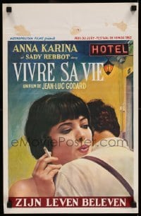 3m124 MY LIFE TO LIVE Belgian '62 Jean-Luc Godard's Vivre sa Vie, sexy smoking Anna Karina!