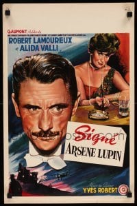 3m157 SIGNED, ARSENE LUPIN Belgian '59 great art of Robert Lamoureux in the title role!