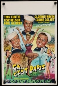 3m161 SO THIS IS PARIS Belgian '54 Bos art of sailor Tony Curtis, sexy Gloria DeHaven!