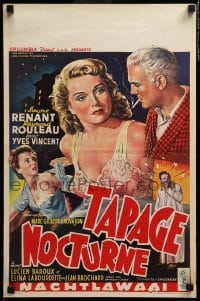 3m166 TAPAGE NOCTURNE Belgian '51 cool art of woman being manhandled by Gaston!