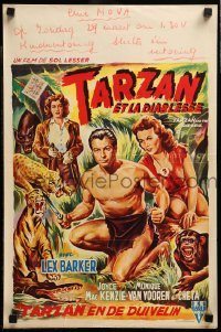 3m169 TARZAN & THE SHE-DEVIL Belgian '54 different artwork of Joyce MacKenzie & Lex Barker!