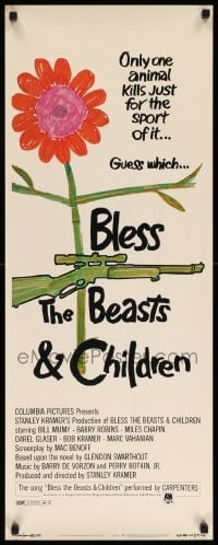 3m449 BLESS THE BEASTS & CHILDREN insert '71 Stanley Kramer, only one animal kills for sport!