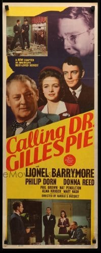 3m469 CALLING DR. GILLESPIE insert '42 artwork of Lionel Barrymore, Philip Dorn & young Donna Reed!