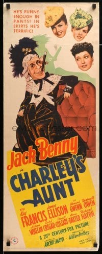3m479 CHARLEY'S AUNT insert '41 art of old lady Jack Benny smoking cigar + Kay Francis!