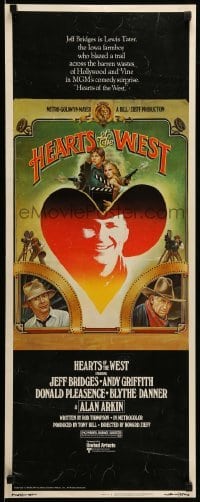 3m577 HEARTS OF THE WEST insert '75 art of Hollywood cowboy Jeff Bridges by Richard Hess!