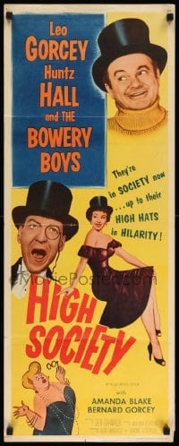 3m581 HIGH SOCIETY insert '55 William Beaudine, Leo Gorcey, Huntz Hall & The Bowery Boys!