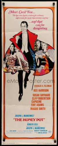 3m585 HONEY POT insert '67 cool colorful art of Rex Harrison & Susan Hayward!
