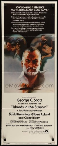 3m600 ISLANDS IN THE STREAM int'l insert '77 Hemingway, Bob Peak art of George C. Scott & cast!