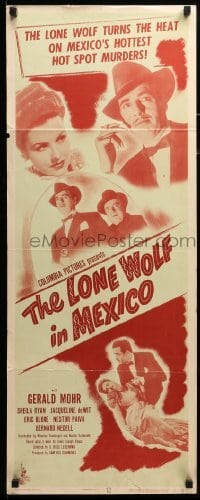 3m635 LONE WOLF IN MEXICO insert '47 sexy Sheila Ryan has the drop on detective Gerald Mohr!