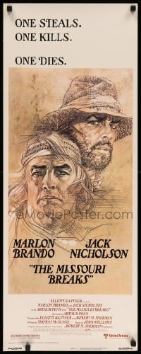 3m663 MISSOURI BREAKS insert '76 art of Marlon Brando & Jack Nicholson by Bob Peak!