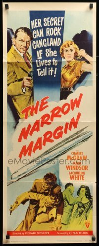 3m675 NARROW MARGIN insert '52 Richard Fleischer classic film noir, Charles McGraw, Marie Windsor