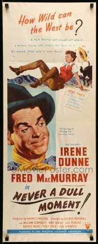3m677 NEVER A DULL MOMENT insert '50 Irene Dunne, Fred MacMurray, how wild can the West be?
