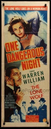 3m688 ONE DANGEROUS NIGHT insert '43 Warren William as The Lone Wolf with murderous lovelies!