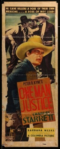 3m691 ONE MAN JUSTICE insert '37 Charles Starrett gave killers a dose of their own medicine!