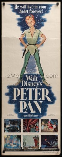 3m698 PETER PAN insert '53 Walt Disney animated cartoon fantasy classic, great full-length art!