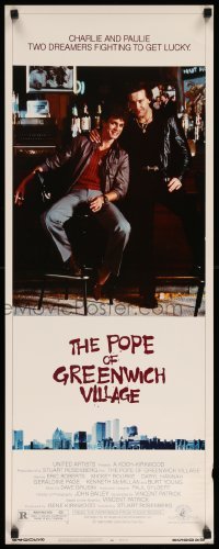 3m705 POPE OF GREENWICH VILLAGE insert '84 great c/u of Eric Roberts & Mickey Rourke sitting at bar!
