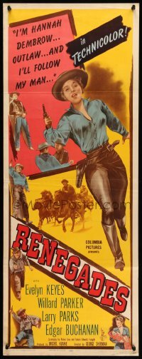 3m731 RENEGADES insert '46 full-length Evelyn Keyes with her gun in her hand, Larry Parks!