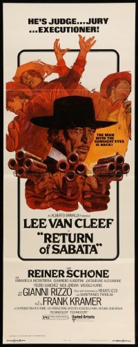 3m739 RETURN OF SABATA insert '72 cool artwork of Lee Van Cleef with bizarre pistol!