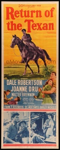 3m741 RETURN OF THE TEXAN insert '52 art of Dale Robertson on horseback & holding Joanne Dru!