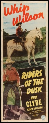 3m748 RIDERS OF THE DUSK insert '49 Whip Wilson on horse + close up holding gun and whip!