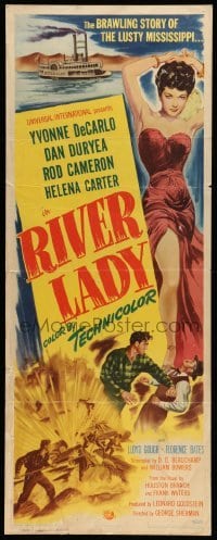 3m754 RIVER LADY insert '48 Yvonne De Carlo, Dan Duryea, brawling story of the lusty Mississippi!