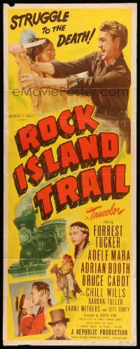 3m757 ROCK ISLAND TRAIL insert '50 Forrest Tucker vs Native Americans, cool train art!