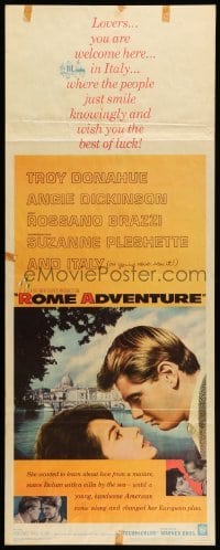 3m762 ROME ADVENTURE insert '62 Troy Donahue, Suzanne Pleshette & Angie Dickinson in Italy!