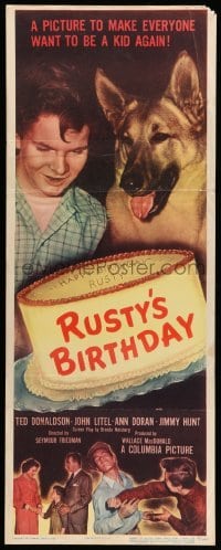 3m767 RUSTY'S BIRTHDAY insert '49 Ted Donaldson, German Shepherd crime-fighting dog!