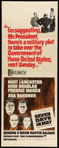 3m780 SEVEN DAYS IN MAY insert '64 art of Burt Lancaster, Kirk Douglas, Fredric March & Gardner!