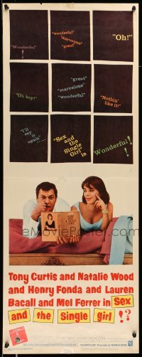 3m781 SEX & THE SINGLE GIRL insert '65 great of Tony Curtis & sexiest Natalie Wood in bed!