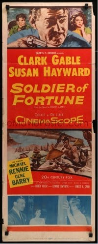 3m798 SOLDIER OF FORTUNE insert '55 Susan Hayward, art of Clark Gable shooting gun!