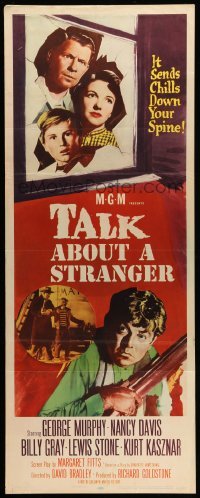 3m869 TALK ABOUT A STRANGER insert '52 George Murphy, Nancy Davis, chilling film noir!