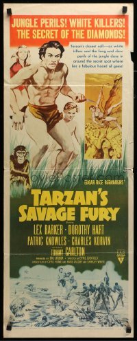 3m879 TARZAN'S SAVAGE FURY insert '52 art of Lex Barker & Dorothy Hart, Edgar Rice Burroughs