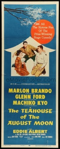 3m882 TEAHOUSE OF THE AUGUST MOON insert '56 art of Asian Marlon Brando, Glenn Ford & Machiko Kyo