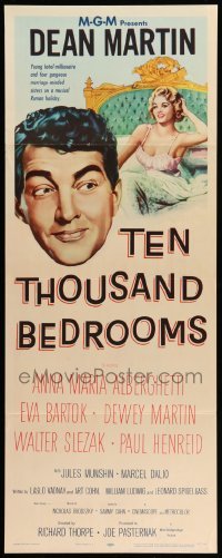 3m884 TEN THOUSAND BEDROOMS insert '57 art of Dean Martin & sexy Anna Maria Alberghetti in bed