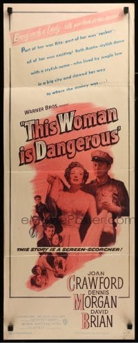 3m896 THIS WOMAN IS DANGEROUS insert '52 Joan Crawford was every inch a lady!