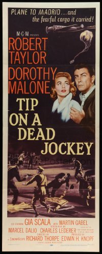 3m911 TIP ON A DEAD JOCKEY insert '57 Robert Taylor & Dorothy Malone caught in horse race crime!