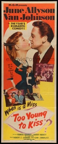 3m916 TOO YOUNG TO KISS insert '51 great romantic close up of Van Johnson & June Allyson!