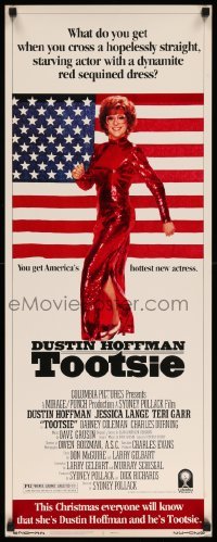 3m918 TOOTSIE insert '82 full-length Dustin Hoffman in drag by American flag!