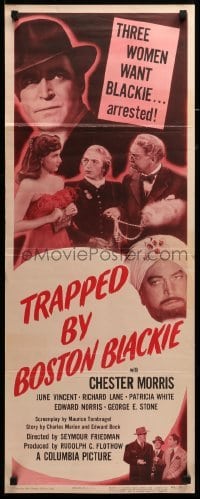 3m927 TRAPPED BY BOSTON BLACKIE insert '48 three women want detective Chester Morris arrested!