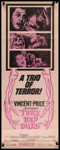 3m943 TWICE TOLD TALES insert '63 Vincent Price, Nathaniel Hawthorne, a trio of unholy horror!