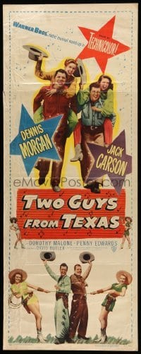 3m949 TWO GUYS FROM TEXAS insert '48 Dorothy Malone & Penny Edwards riding Dennis Morgan & Carson!