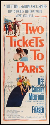 3m952 TWO TICKETS TO PARIS insert '62 Joey Dee, Gary Crosby, Kay Medford in France!