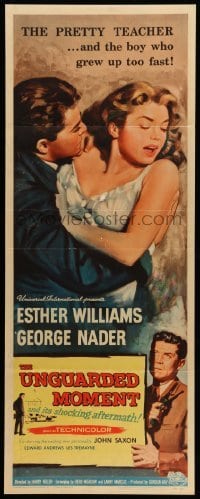 3m961 UNGUARDED MOMENT insert '56 close up art of teacher Esther Williams threatened by John Saxon