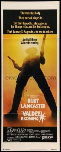 3m972 VALDEZ IS COMING insert '71 Burt Lancaster, written by Elmore Leonard, gunslinger image!