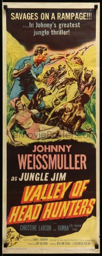 3m973 VALLEY OF HEAD HUNTERS insert '53 Johnny Weismuller as Jungle Jim fights natives!