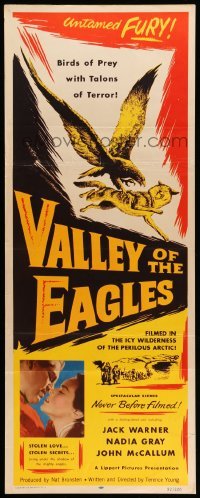 3m975 VALLEY OF THE EAGLES insert '52 combat with savage wolves, English Arctic thriller!