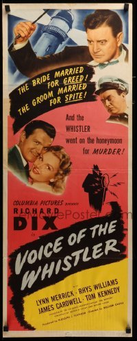 3m982 VOICE OF THE WHISTLER insert '45 Richard Dix investigates a haunted honeymoon for murder!